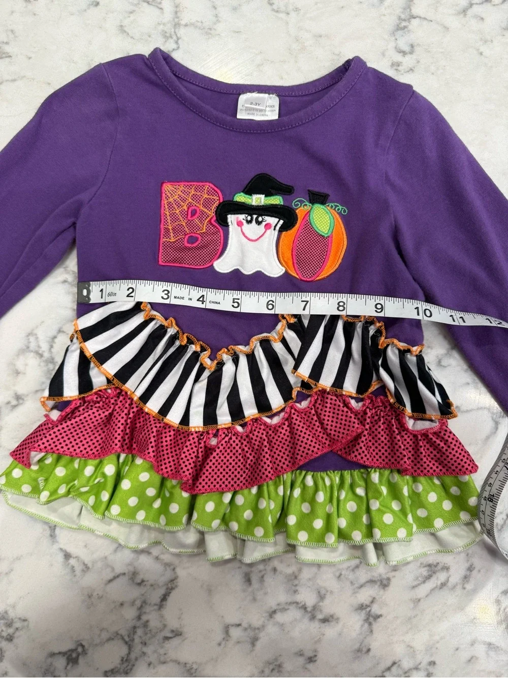 Girls 2-3Y Halloween Boo Ghost Ruffle Top & Pants Set